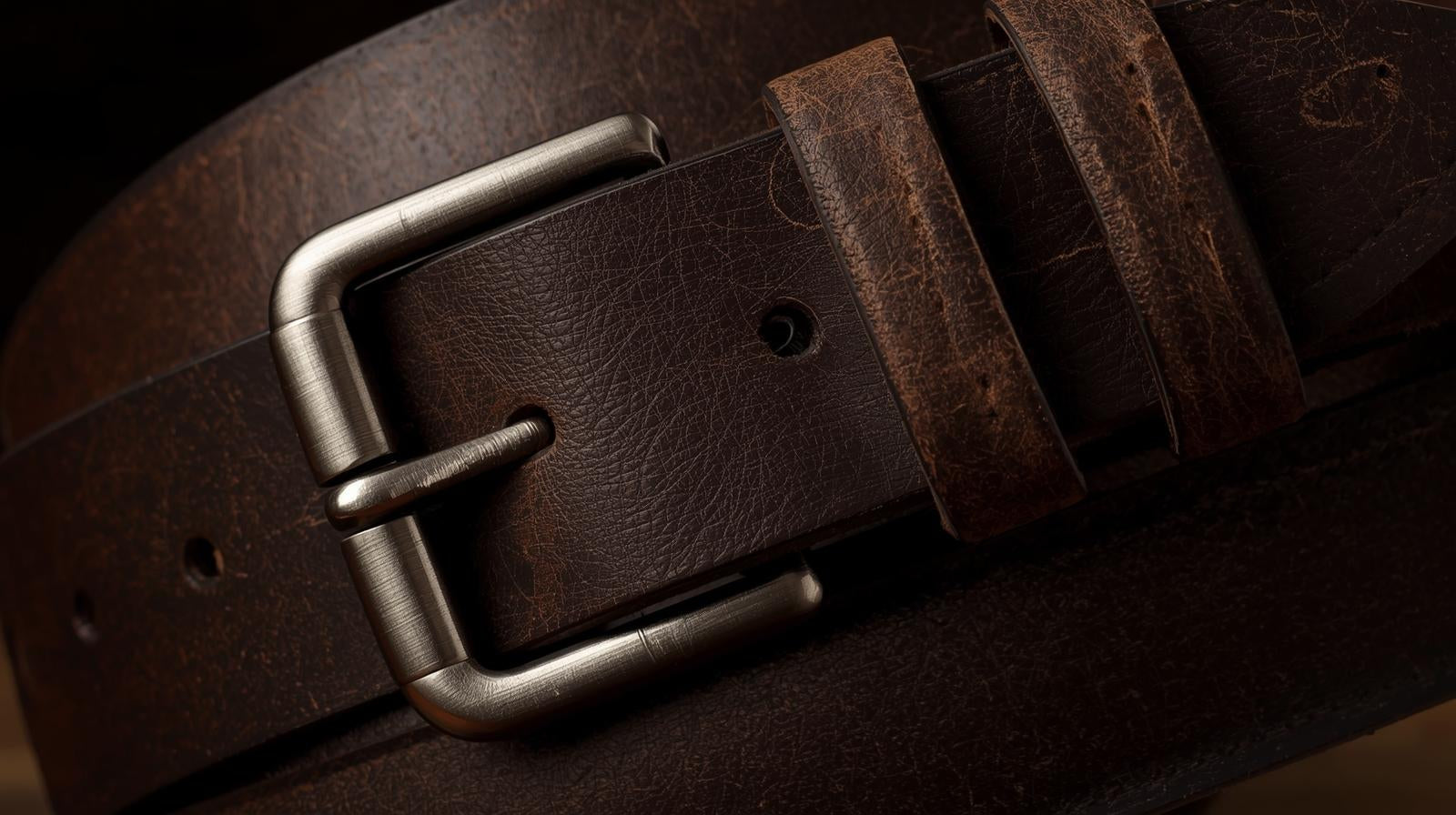 Rugged Leather Belt — Dark Brown
